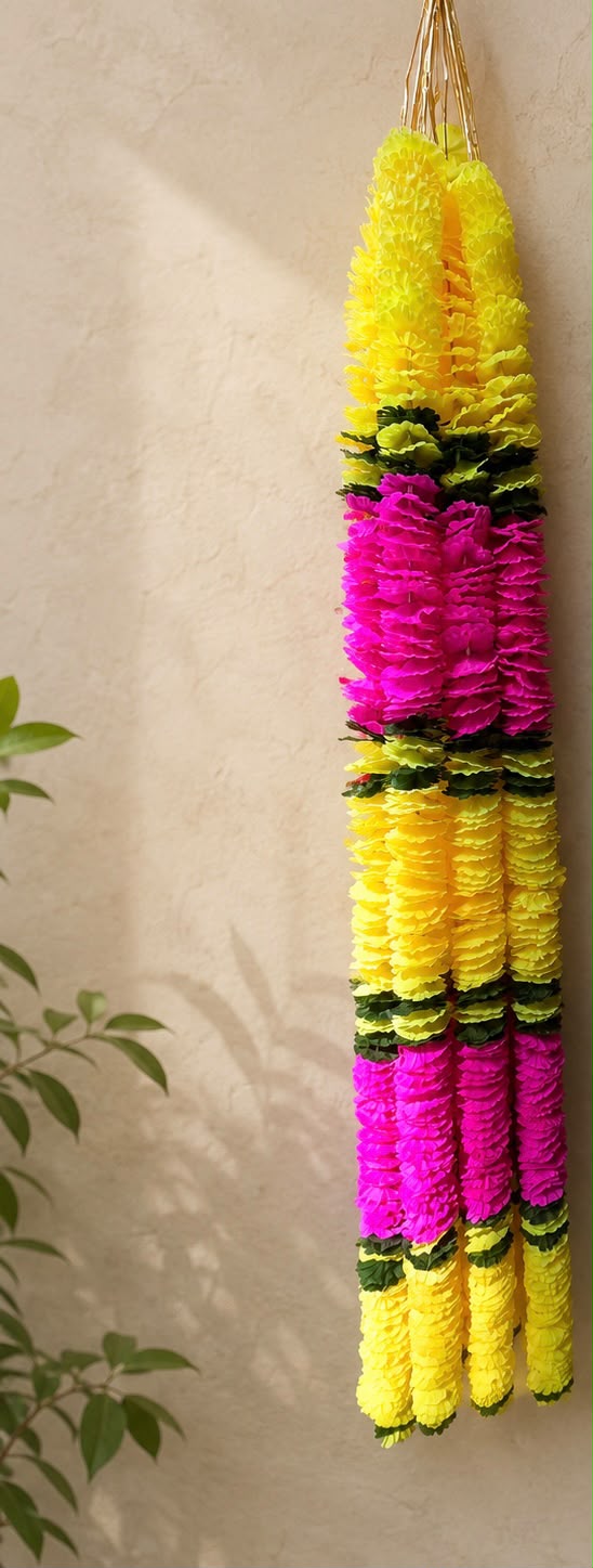 Pink and yellow layered garland streamer